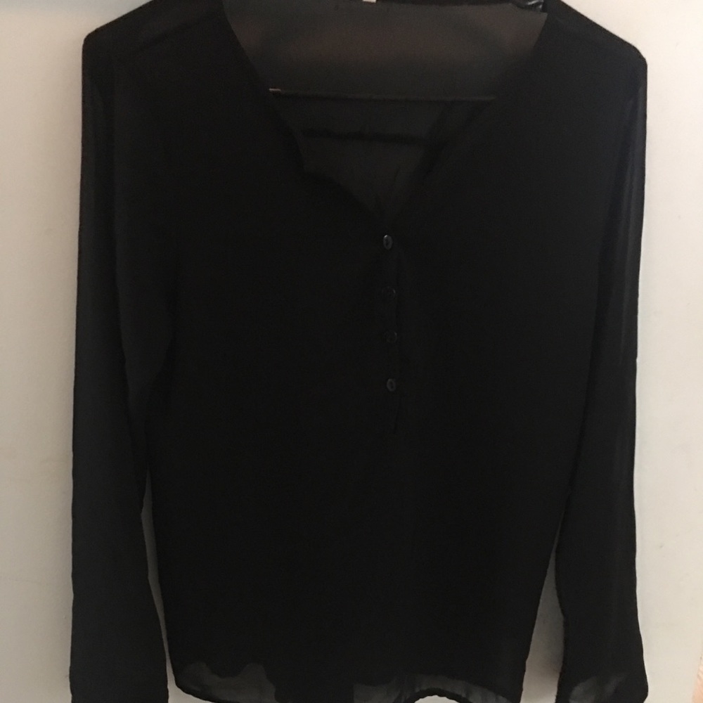 Junior’s sheer black long sleeve shirt